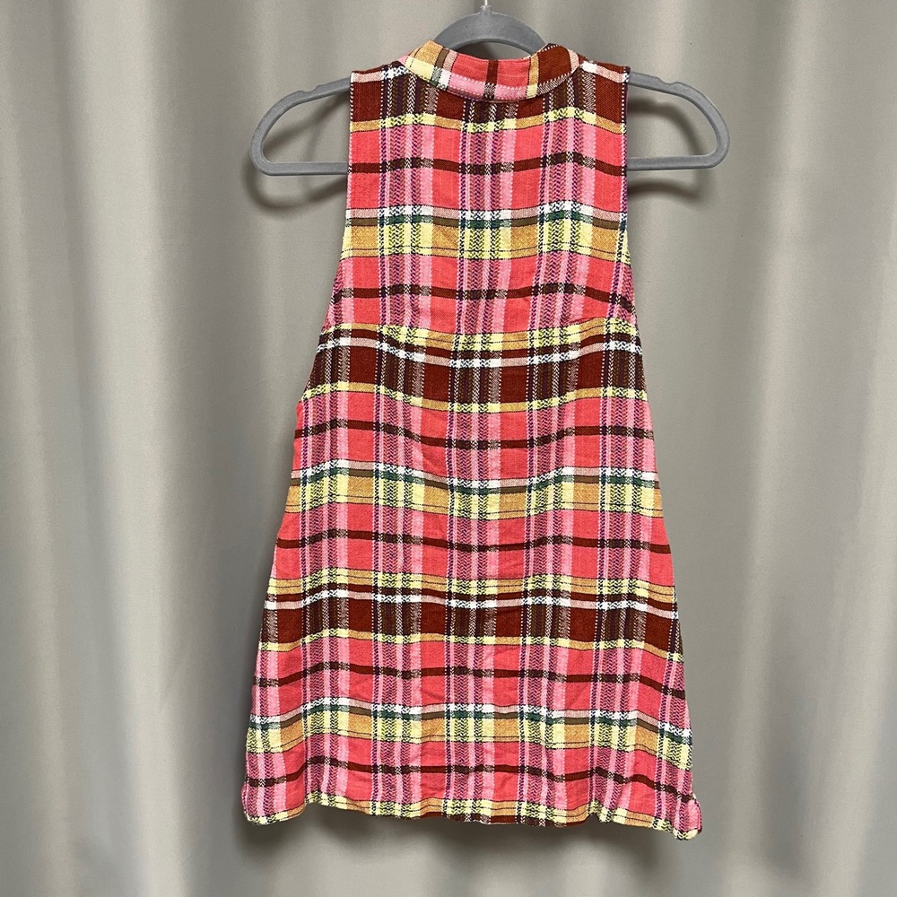 Free people Plaid dress Sleeveless Top Bow on back